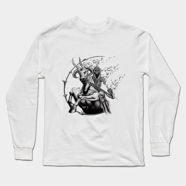 Death Warrior Riding a Mythical Beast while Disintegrating Long Sleeve T-Shirt by Tred85